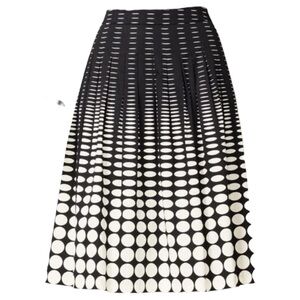 Talbots Black and White Geo Print Pleated Midi Skirt